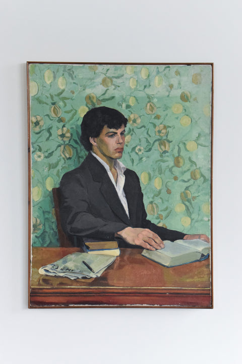 Vintage Original 1980s Oil on Canvas Portrait Painting