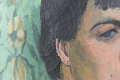 Vintage Original 1980s Oil on Canvas Portrait Painting