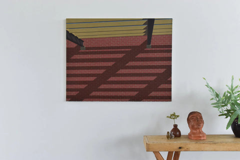 Vintage Original Large Canvas Oil Painting by Ken Watts 'Extension of the Bede Gallery'