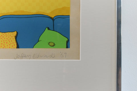 Vintage Original Screen Print Artist Proof by Jeffery Edwards Dated 1969 Titled 'Terrible Rising Damp'
