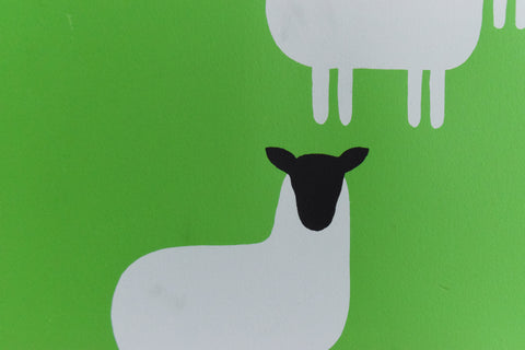 Vintage Original Screen Print by Nicholas Monro Dated 1970 Titled 'Sheep'