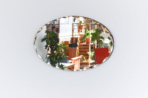 Vintage Frameless Oval Bevelled Mirror