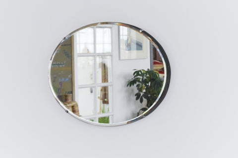 Vintage Frameless Oval Bevelled Mirror