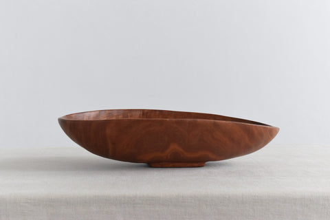 Vintage Rustic Mid-Century Wooden Oval Bowl