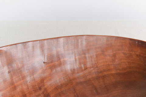 Vintage Rustic Mid-Century Wooden Oval Bowl