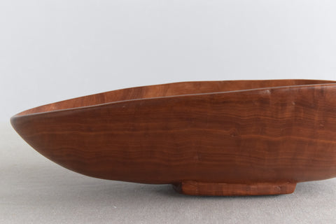 Vintage Rustic Mid-Century Wooden Oval Bowl