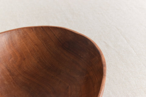 Vintage Rustic Mid-Century Wooden Oval Bowl