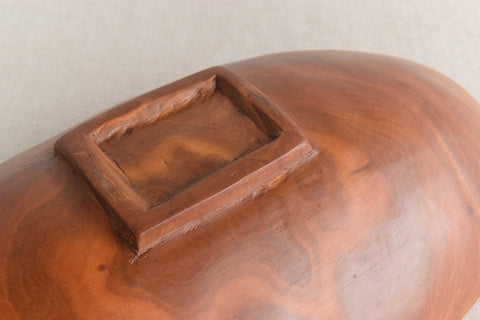 Vintage Rustic Mid-Century Wooden Oval Bowl