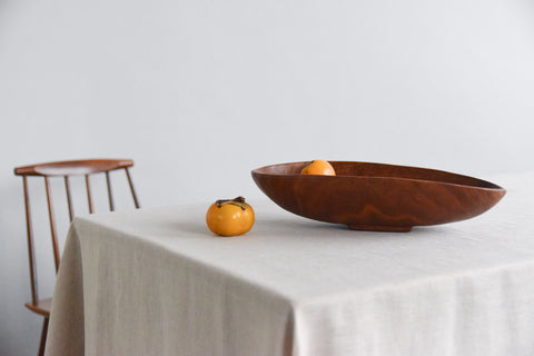 Vintage Rustic Mid-Century Wooden Oval Bowl