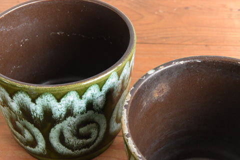 Vintage Pair of Green West German Plant Pots
