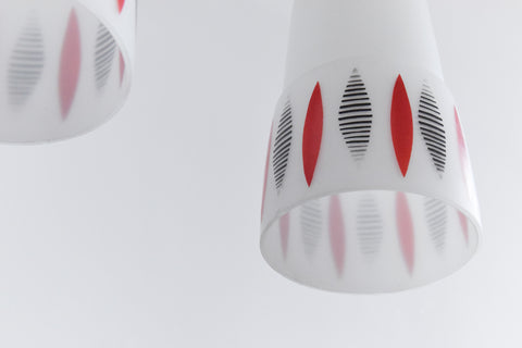 Vintage Pair of 1950s Patterned Glass Pendant Light Shades