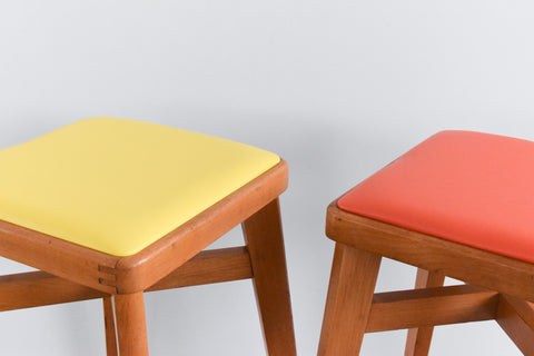 Vintage Pair of 1960s Wooden Stools by Stoe