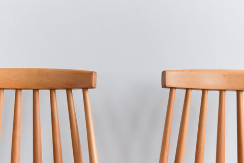Vintage Pair of Danish Mid Century Beech Dining Chairs by Farstrup
