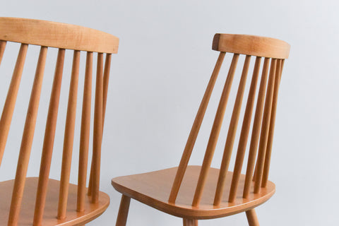 Vintage Pair of Danish Mid Century Beech Dining Chairs by Farstrup