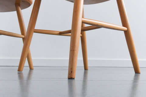 Vintage Pair of Danish Mid Century Beech Dining Chairs by Farstrup