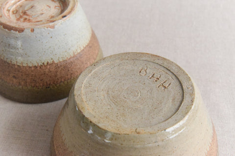 Vintage Pair of Small Rustic Studio Pottery Bowls