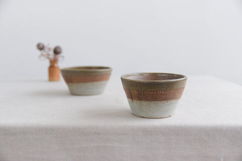 Vintage Pair of Small Rustic Studio Pottery Bowls