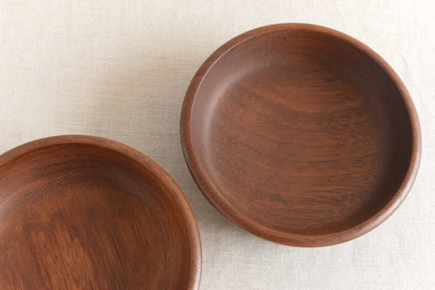 Vintage Pair of Rustic Hand Turned Wooden Bowls