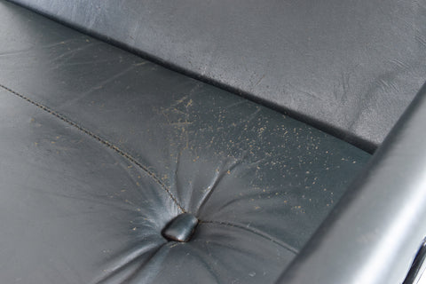 Vintage Pieff Beta - Kadia Black Leather and Chrome Tubular Swivel Arm Chair