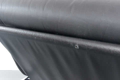 Vintage Rare Pieff Kadia Black Leather and Chrome Three Seater Sofa by Tim Bates