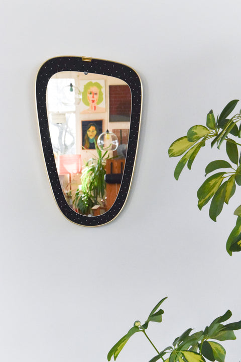 Vintage 1950s Small Atomic Style Asymmetric Wall Mirror
