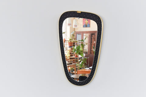 Vintage 1950s Small Atomic Style Asymmetric Wall Mirror