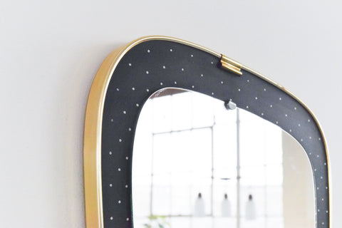 Vintage 1950s Small Atomic Style Asymmetric Wall Mirror