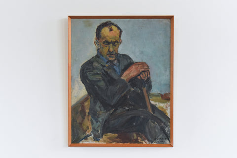 Vintage Original 1958 Oil on Board Portrait Painting by Gwladys Shepherd