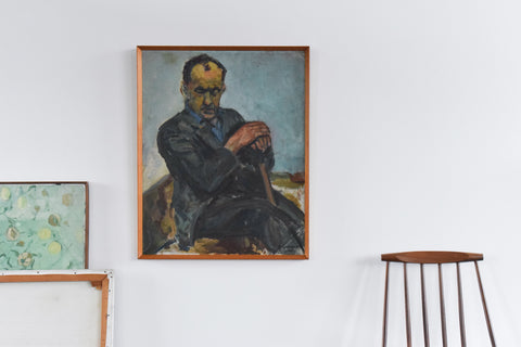 Vintage Original 1958 Oil on Board Portrait Painting by Gwladys Shepherd