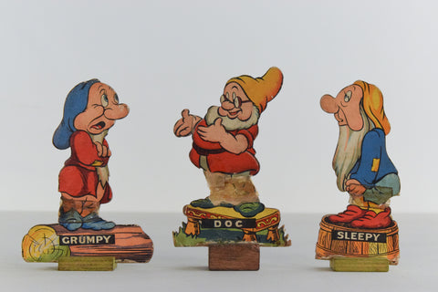 Rare Vintage Disney's Snow White and the Seven Dwarfs Cardboard Cut Out Figurines