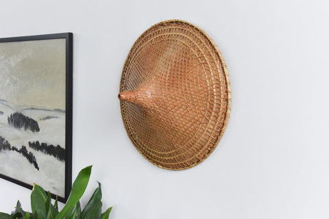Vintage Rattan Coolie Hat