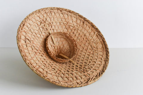 Vintage Rattan Coolie Hat