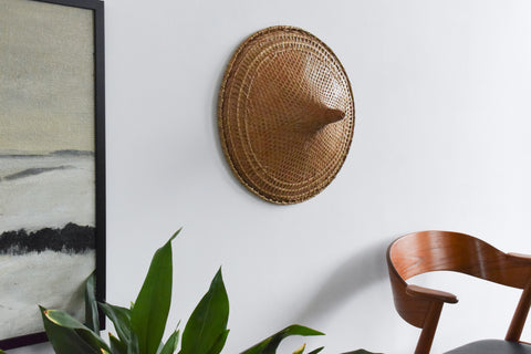 Vintage Rattan Coolie Hat