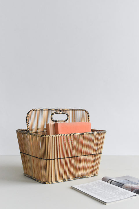 Vintage Wicker / Rattan Magazine Rack / Basket