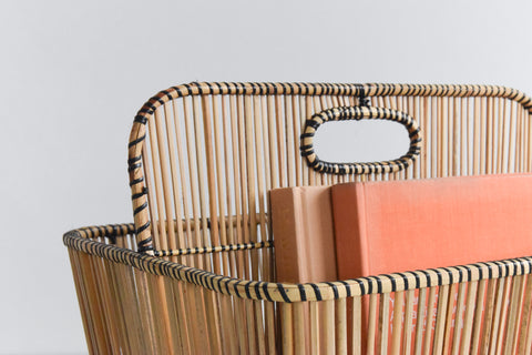 Vintage Wicker / Rattan Magazine Rack / Basket