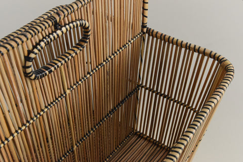 Vintage Wicker / Rattan Magazine Rack / Basket