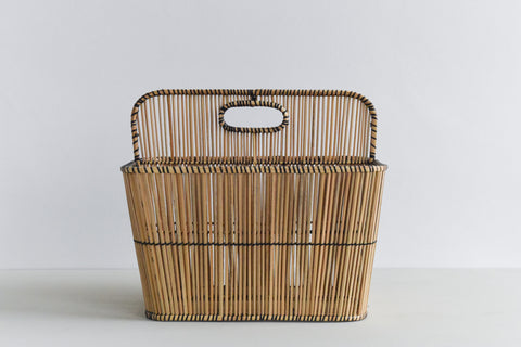 Vintage Wicker / Rattan Magazine Rack / Basket