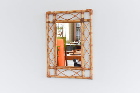 Vintage Rectangular Bamboo Mirror