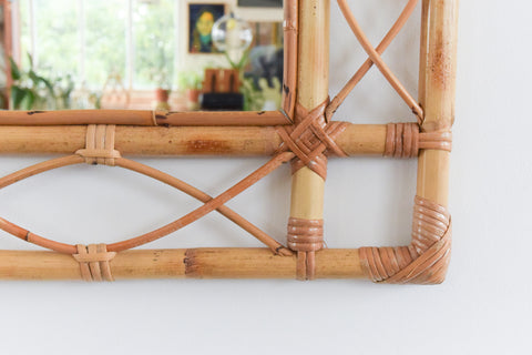 Vintage Rectangular Bamboo Mirror