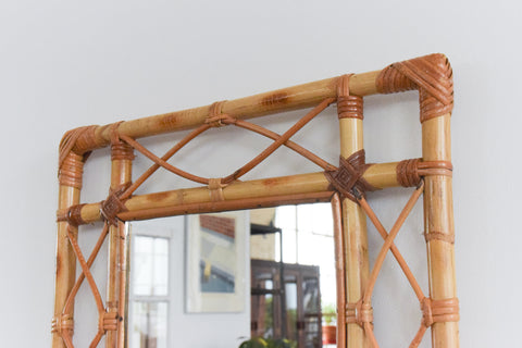 Vintage Rectangular Bamboo Mirror