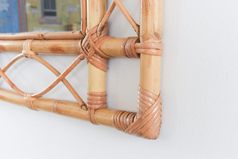 Vintage Rectangular Bamboo Mirror