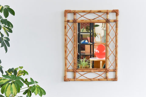 Vintage Rectangular Bamboo Mirror