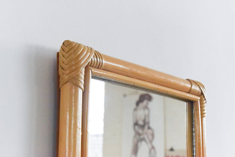 Vintage Rectangular Bamboo Mirror