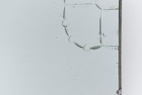 Vintage Frameless Bevelled Wall Mirror with Cut Glass