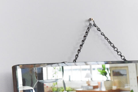 Vintage Frameless Bevelled Wall Mirror with Cut Glass