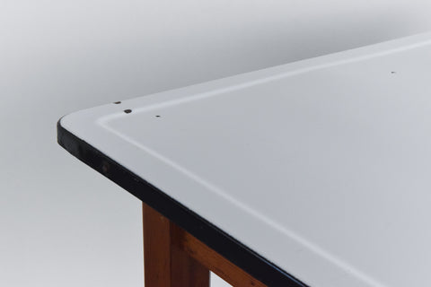 Vintage Small White Enamel Topped Kitchen Table by Remploy