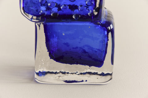 Vintage Reproduction 1970s Blue Drunken Brick Layers Vase in the Style of Geoffrey Baxter for Whitefriars