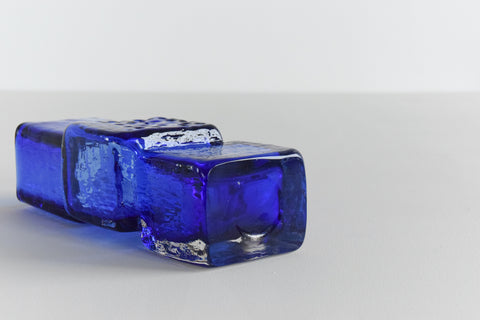 Vintage Reproduction 1970s Blue Drunken Brick Layers Vase in the Style of Geoffrey Baxter for Whitefriars