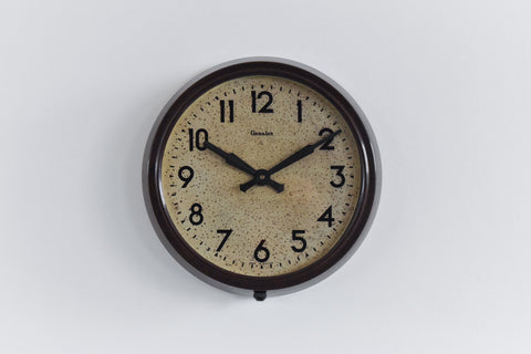 Vintage Round Bakelite Wall Clock by Genalex