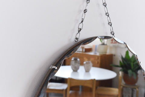 Vintage Round Frameless Bevelled Wall Mirror